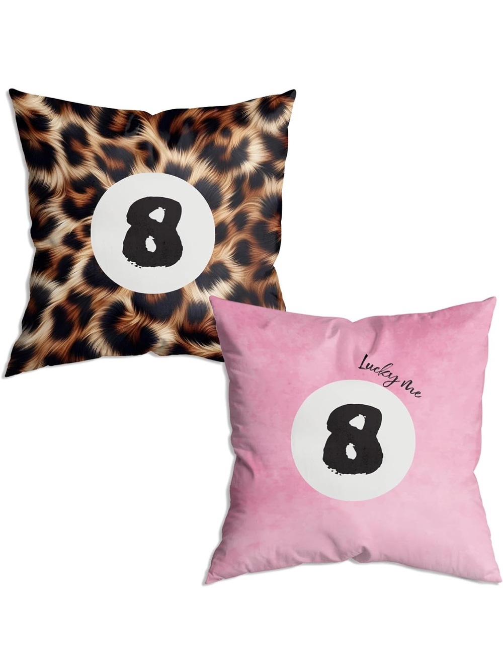 New Open Bag Trendy Funky Cheetah Pink Y2K Luck 8 Ball Pillow Covers ONLY 18x18